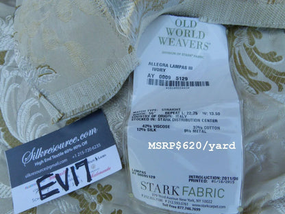 Timeless Scalamandre Allegra Lampas III in Ivory Yellow Beige Color- 2 yards - MSRP USD 620/Y