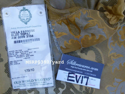 14 Ev17 Scalamandre Sample Square Villa Farnese Blue Topaz Yellow White Blue 2.4yds Silk Damask MSRP USD 390/Y
