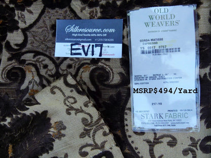 18 Ev17 Scalamandre Sample Square Corda Matisse Espresso Brown Beige 1.1y MSRP USD 494