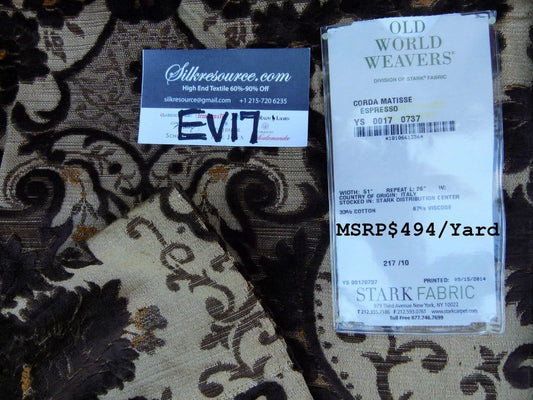 18 Ev17 Scalamandre Sample Square Corda Matisse Espresso Brown Beige 1.1y MSRP USD 494