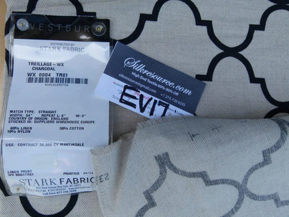 21 Ev17 Scalamandre Sample Square Treillage Charcoal Black Beige