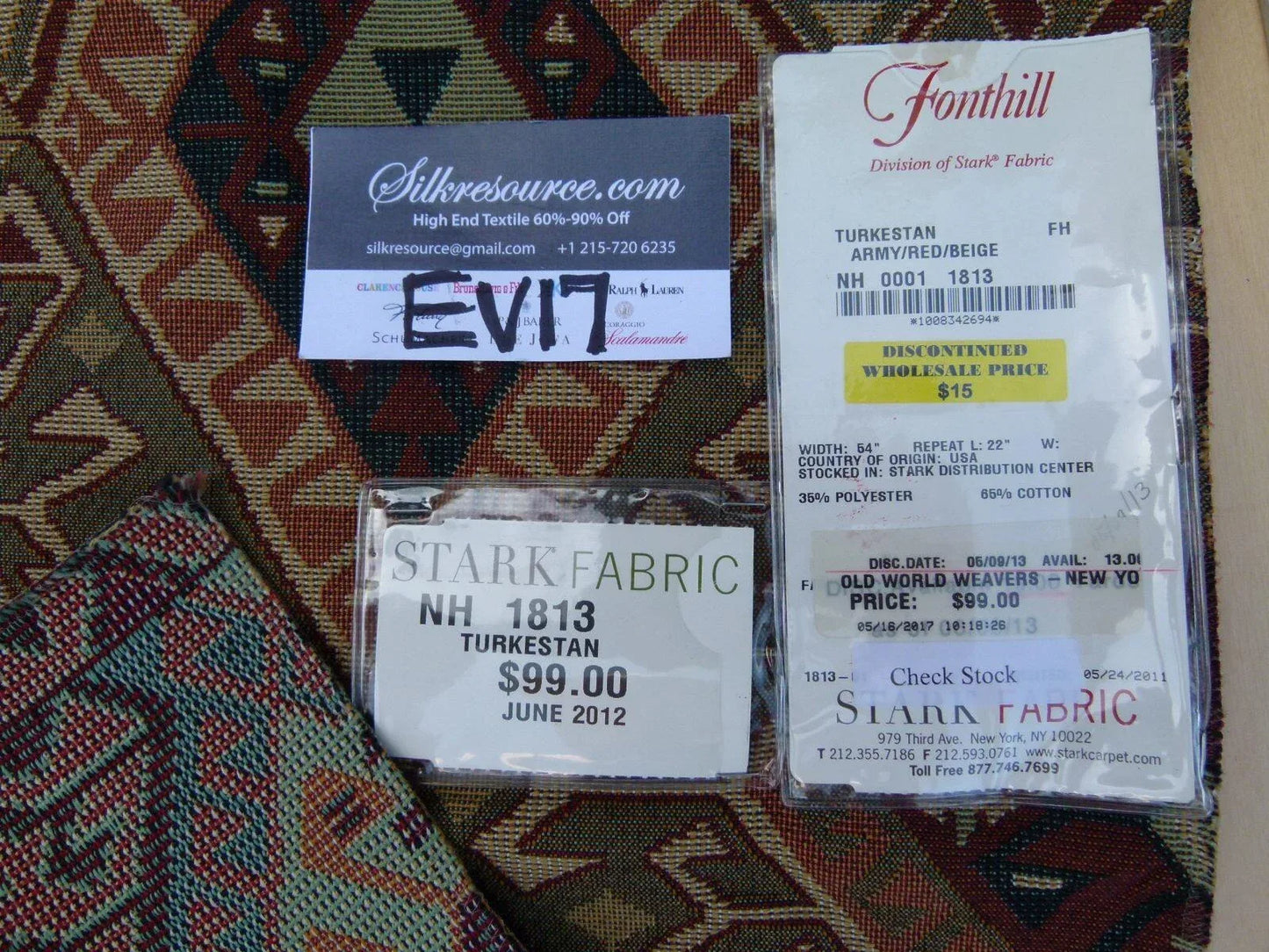 29 Ev17 Scalamandre Sample Square Turkestan Red Beige