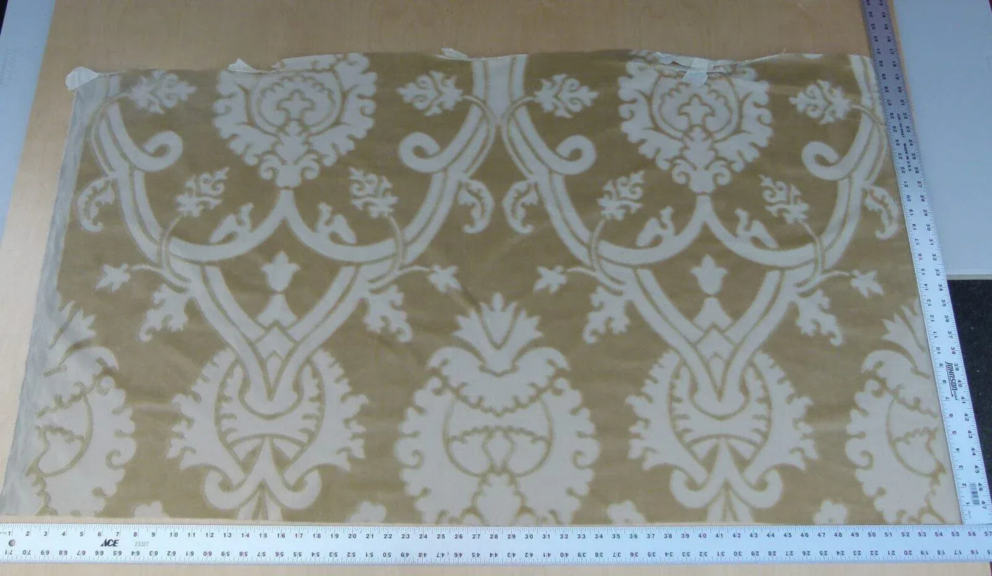 0.8 Yard Scalamandre Fonthill Velours Savoie Beige Cut Velvet 100% Cotton Old World Weavers MSRP USD 304/Y