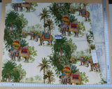 7 Ev18 Scalamandre 2.4y Gadi Ivory Tropical Elephant Cotton Print Italy