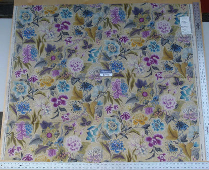 10 Ev18 Scalamandre 1.2y Cottage Garden Purple Passion Exotic Flower Linen Blend Print
