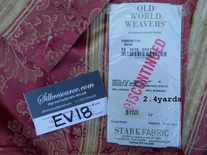 13 Ev18 Scalamandre 2.4y Simonetta Rose Red Bemberg Damask Traditional Stripe MSRP USD 306/Y