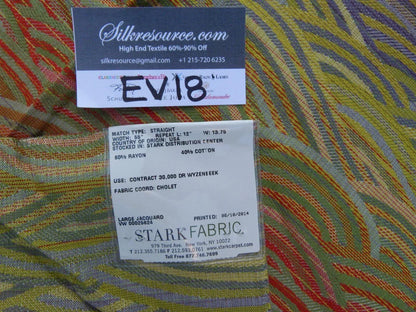 18 Ev18 Scalamandre 26"x26" Koi Pond Moss Flame Red Blue Gold Jacquard Wave