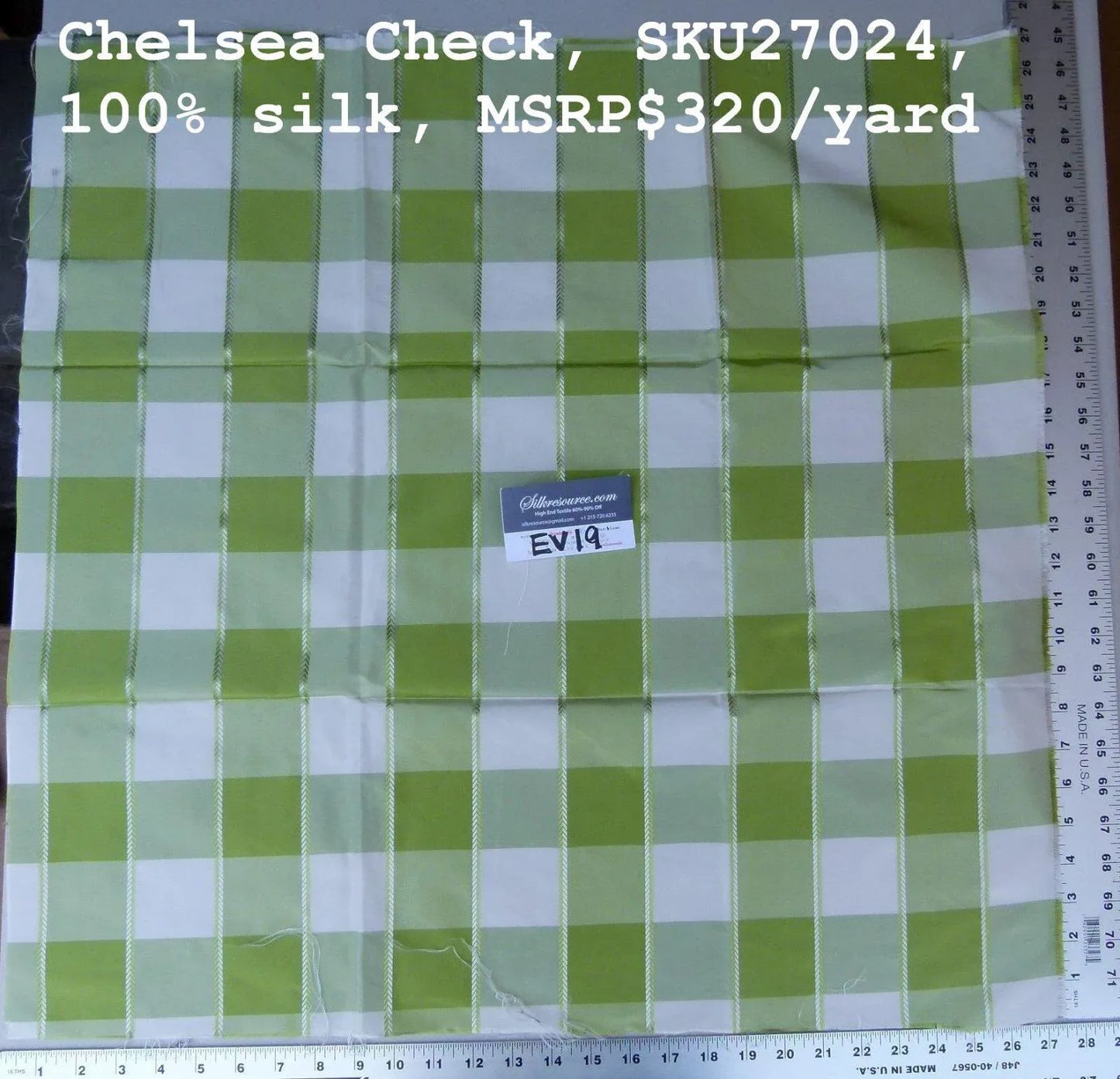 63 Ev19 Scalamandre 100% Silk Chelsea Check MSRP USD 320/yard