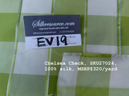63 Ev19 Scalamandre 100% Silk Chelsea Check MSRP USD 320/yard