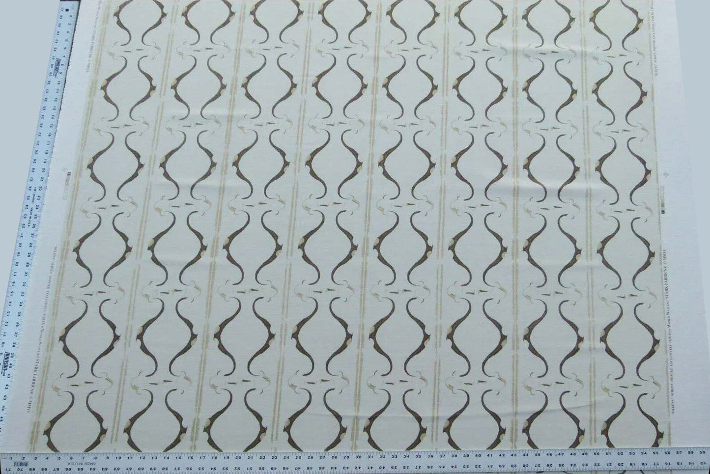 Scalamandre Helena Print Sea Spray Mocha Brown on Cream Ikat Ancient Ruins Greek Urn Linen MSRP USD 184/Y  Old World Weavers