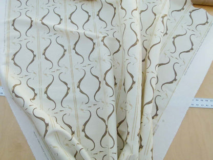 Scalamandre Helena Print Sea Spray Mocha Brown on Cream Ikat Ancient Ruins Greek Urn Linen MSRP USD 184/Y  Old World Weavers