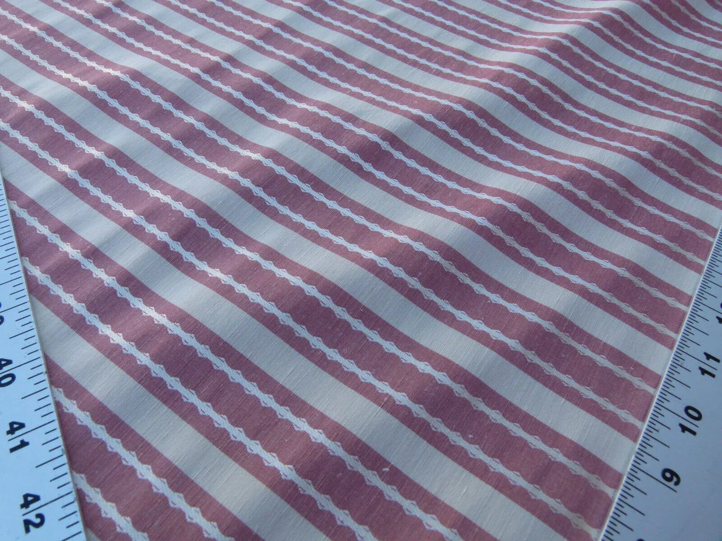 by yard Scalamandre Helsey Rose Red Pink Linen Silk Iridescent Stripe MSRP USD 296/Y