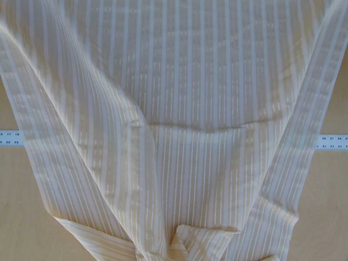 by yard Scalamandre Helsey Wheat Tan Beige Linen Silk Iridescent Stripe MSRP USD 296/Y