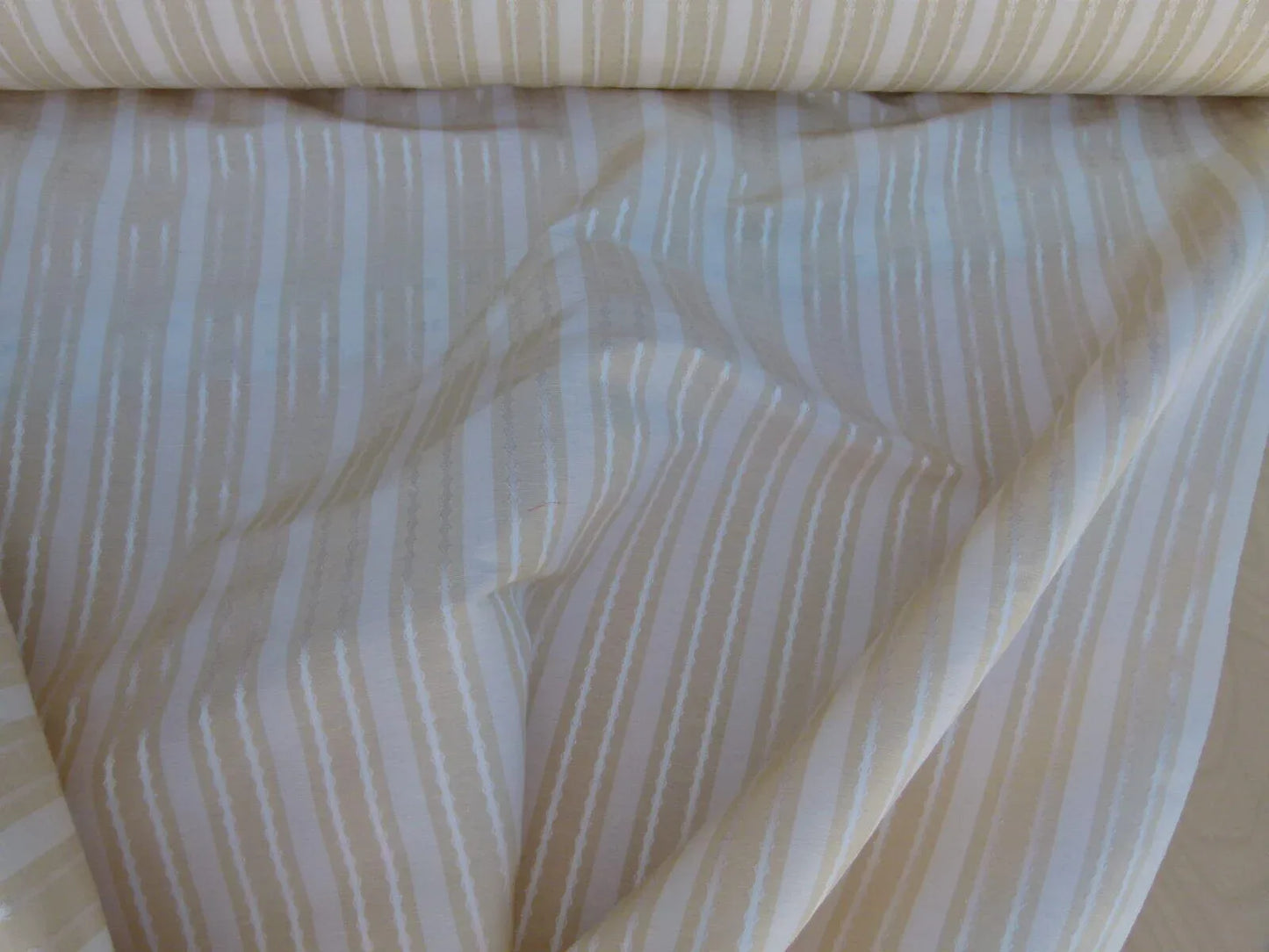 by yard Scalamandre Helsey Wheat Tan Beige Linen Silk Iridescent Stripe MSRP USD 296/Y