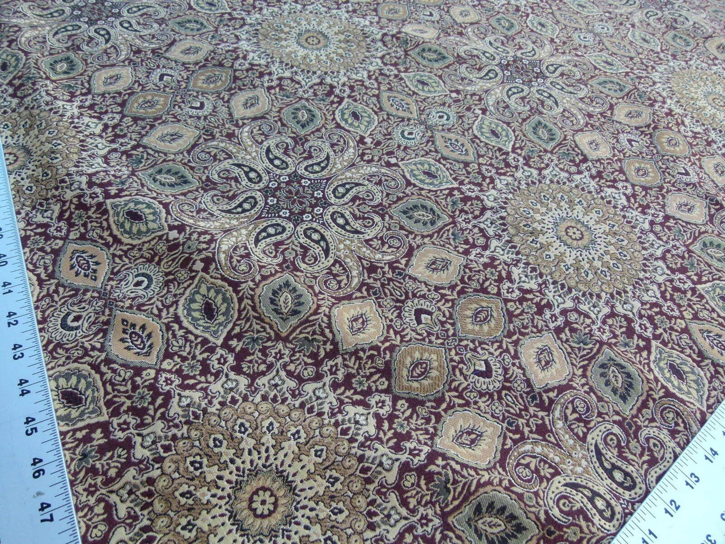 Scalamandre Bessarabia Grey Watkins Clove Dark Burgundy Arabic Brocade Old World Weavers MSRP USD 264/Y