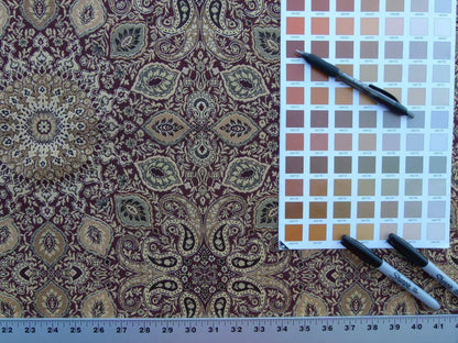 Scalamandre Bessarabia Grey Watkins Clove Dark Burgundy Arabic Brocade Old World Weavers MSRP USD 264/Y