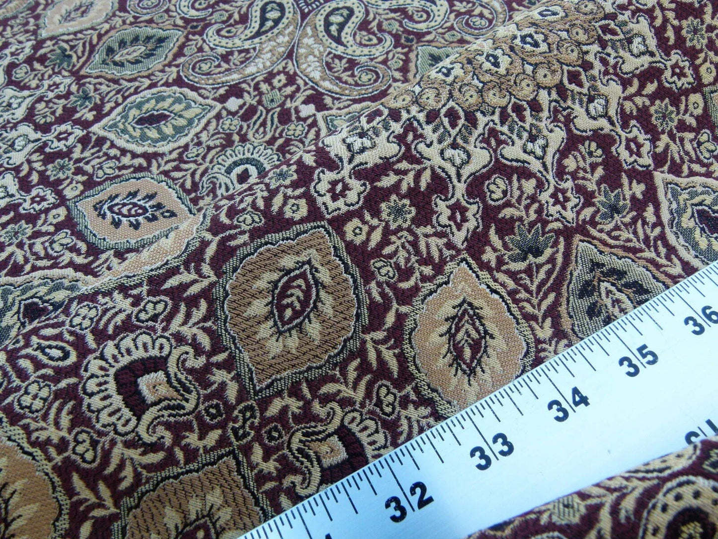 Scalamandre Bessarabia Grey Watkins Clove Dark Burgundy Arabic Brocade Old World Weavers MSRP USD 264/Y
