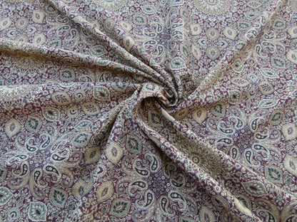 Scalamandre Bessarabia Grey Watkins Clove Dark Burgundy Arabic Brocade Old World Weavers MSRP USD 264/Y