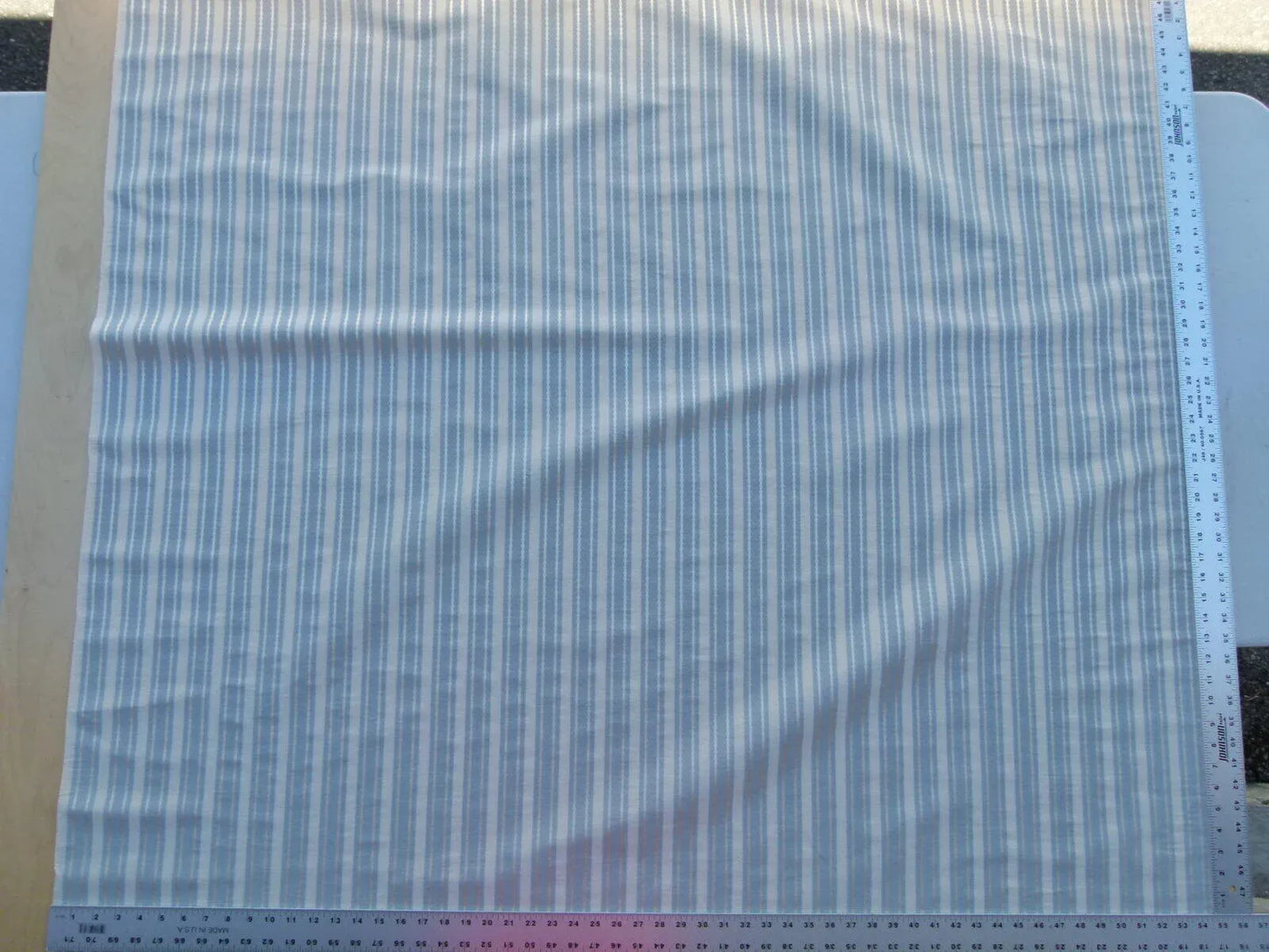 by yard Scalamandre Helsey Blue Haze Linen Silk Iridescent Stripe MSRP USD 296/Y