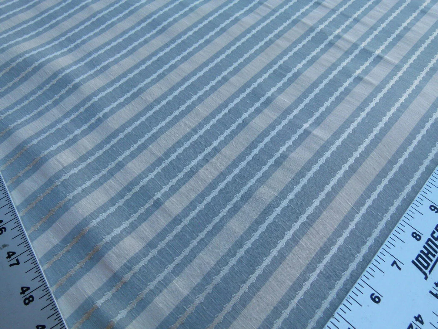 by yard Scalamandre Helsey Blue Haze Linen Silk Iridescent Stripe MSRP USD 296/Y