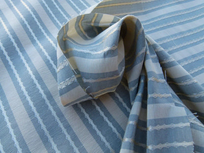 by yard Scalamandre Helsey Blue Haze Linen Silk Iridescent Stripe MSRP USD 296/Y