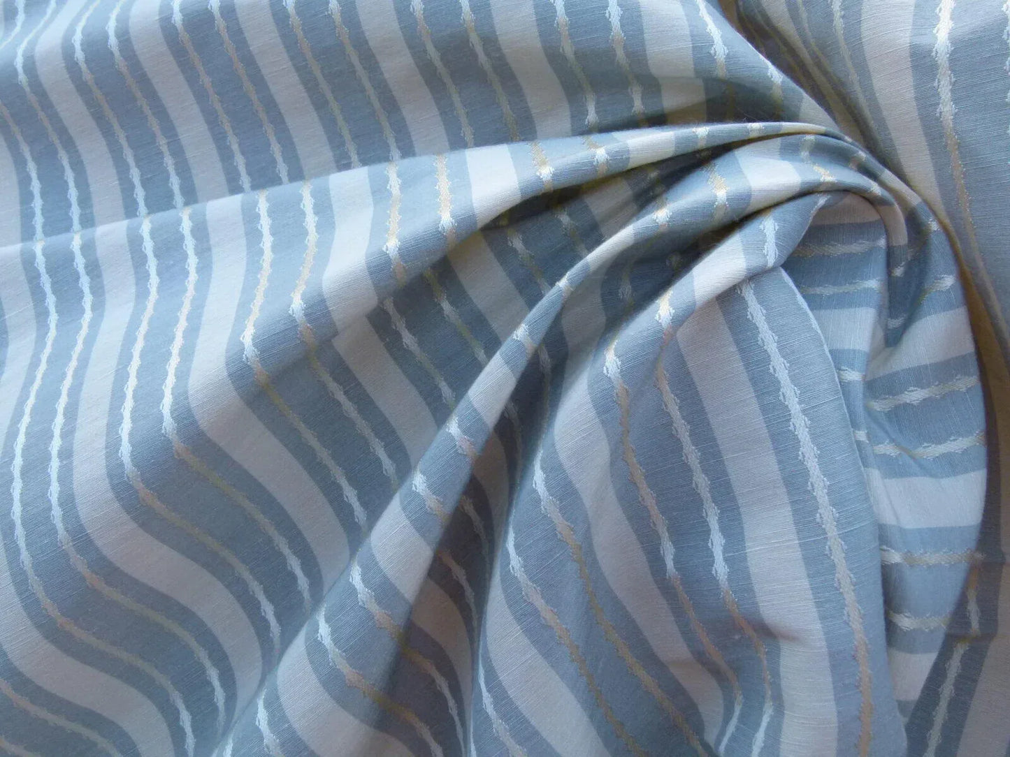 by yard Scalamandre Helsey Blue Haze Linen Silk Iridescent Stripe MSRP USD 296/Y
