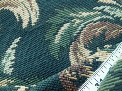 Scalamandre Amadeus Green Grey Watkins Woven Heavy Cotton Tapestry Feather Fern Foliage Leaf Green Gold MSRP USD 188/Y