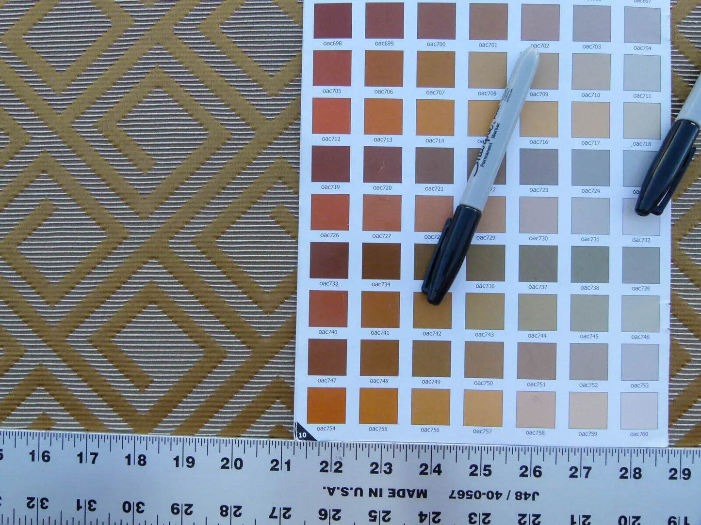 Scalamandre Eames Nutmeg Brown Gold Silk Woven Diamond Chenille  Old World Weavers MSRP USD 280/Y