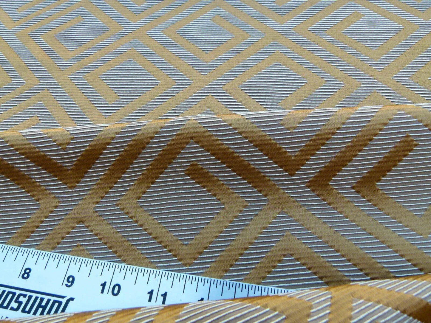 Scalamandre Eames Nutmeg Brown Gold Silk Woven Diamond Chenille  Old World Weavers MSRP USD 280/Y