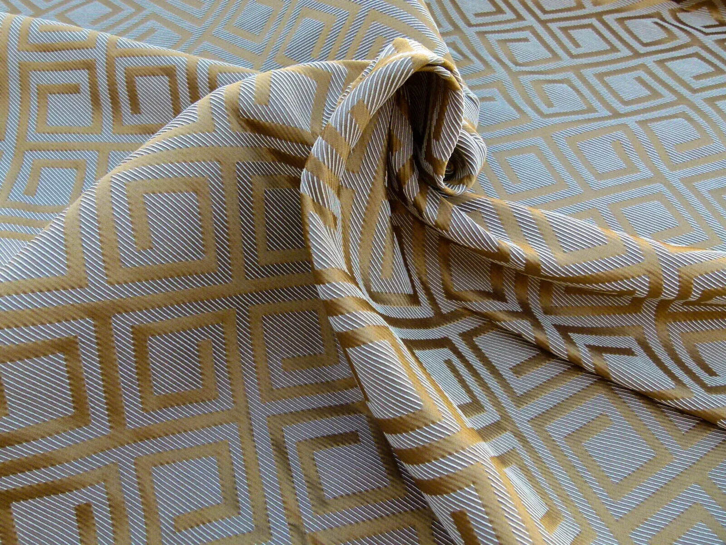 Scalamandre Eames Nutmeg Brown Gold Silk Woven Diamond Chenille  Old World Weavers MSRP USD 280/Y