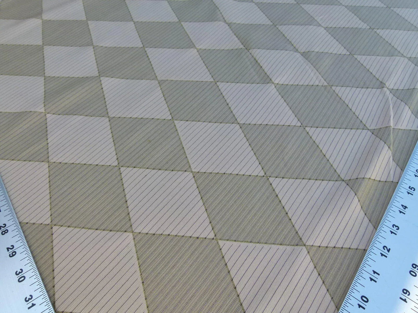 By Yd Scalamandre Forty Carats Tan Grey Silk Wool Jacquard Watkins Diamond Harlequin MSRP USD 188/Y