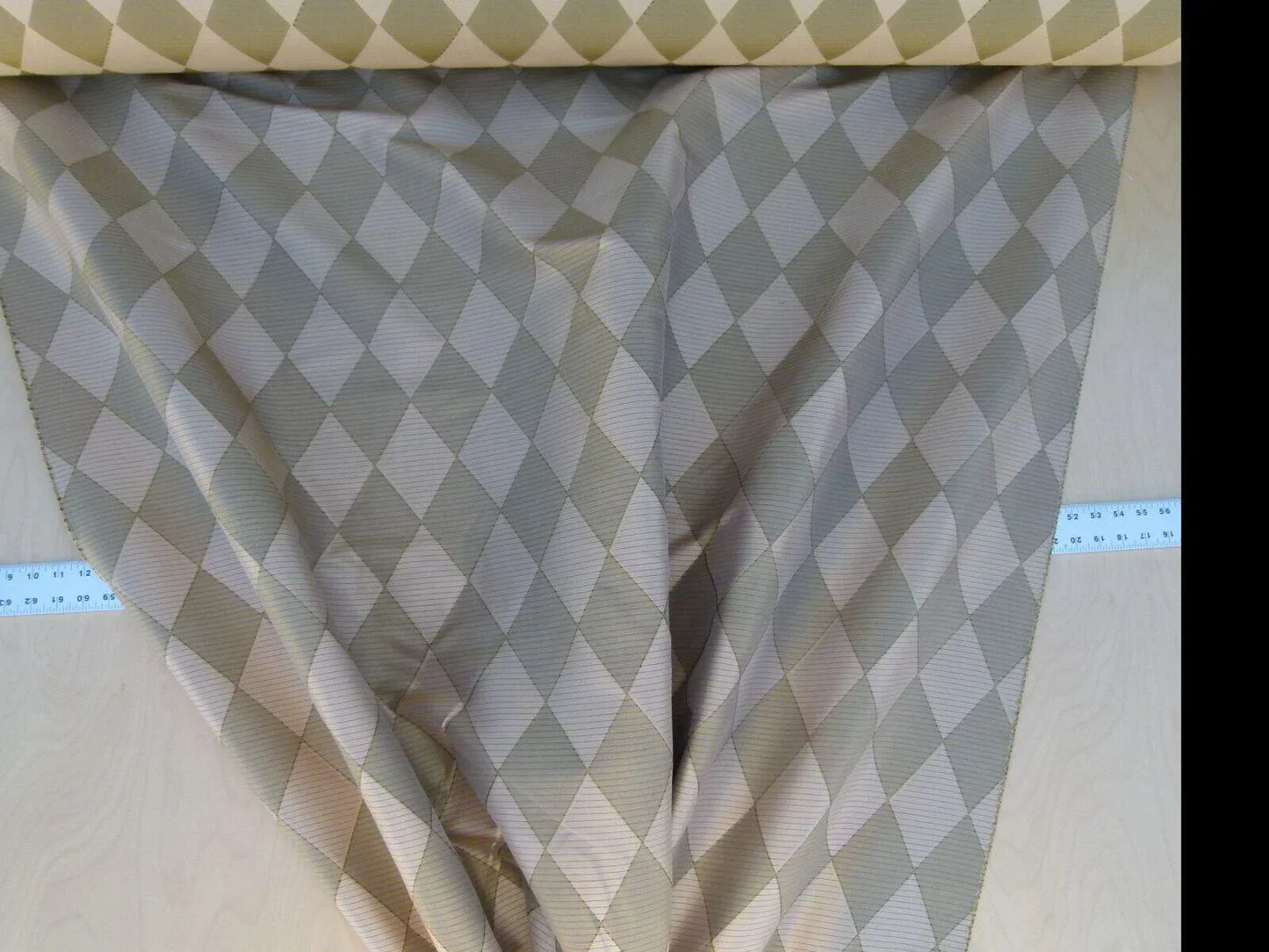 By Yd Scalamandre Forty Carats Tan Grey Silk Wool Jacquard Watkins Diamond Harlequin MSRP USD 188/Y