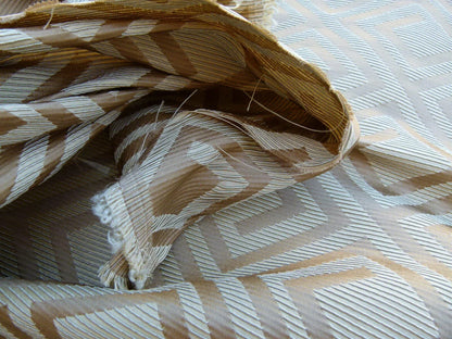 Scalamandre Eames Taupe Tan Gold Coffee Silk Woven Diamond Chenille Old World Weavers MSRP USD 280/Y