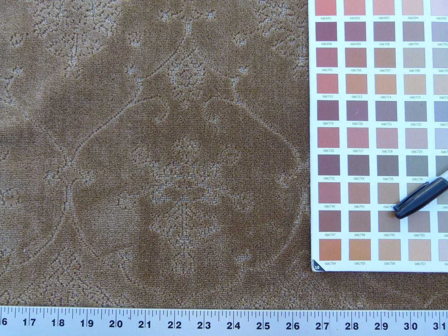 Scalamandre Pennsbury Caramel Warm Brown Beige Cut Linen Velvet Renaissance MSRP USD 504/Y