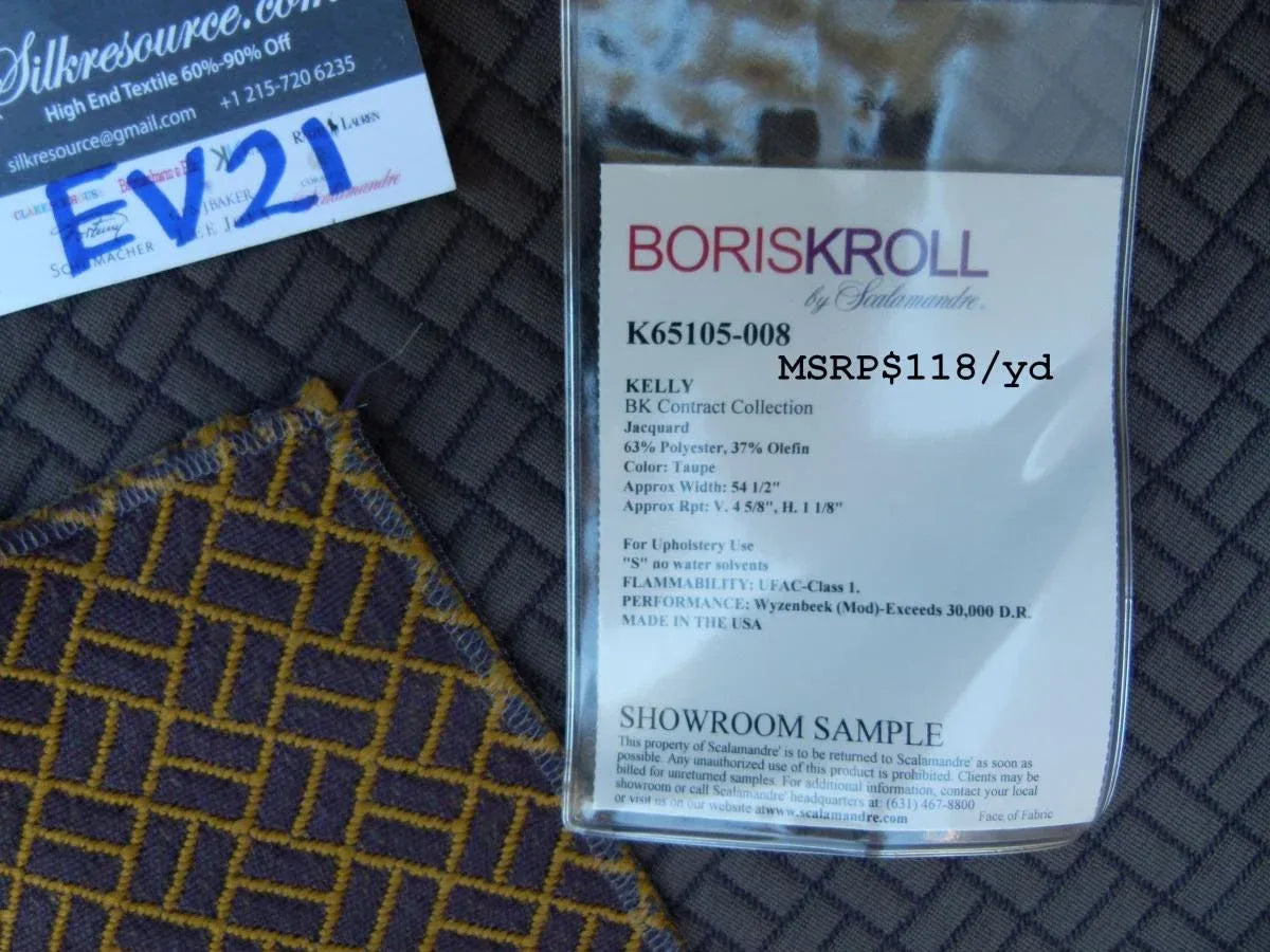 12 Ev21 Scalamandre Kelly Bk Contract Collection Jacquard Taupe MSRP USD 118/yard
