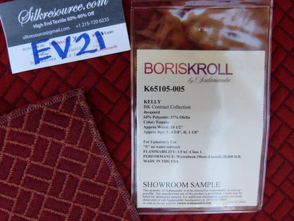 17 Ev21 Scalamandre Kelly Bk Contract Collection Jacquard Tomato MSRP USD 118/yard