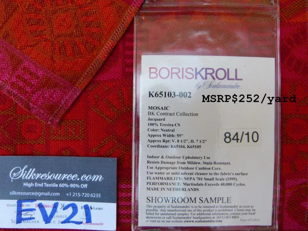 21 Ev21 Scalamandre Mosaic Bk Contract Collection Jacquard Neutral MSRP USD 252/yard