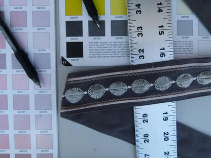 40 Ev21 Scalamandre Velvet Bead Tape Charcoal 1.75yard MSRP USD 200+/yard