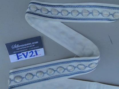 41 Ev21 Scalamandre Velvet Bead Tape Porcelain 1.75 Yard MSRP USD 200+/yard