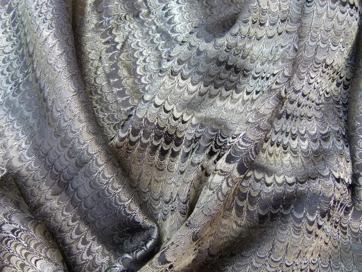 6 Ev22 Scalamandre Special Pieces 1.25y Ebru Silk Weave Smoke Black MSRP USD424/Y