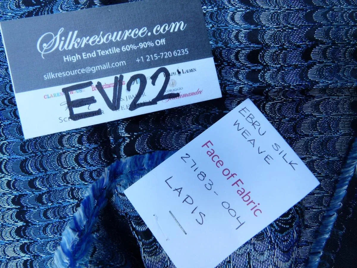 7 Ev22 Scalamandre Special Pieces 1.25y Ebru Silk Weave Lapis Blue MSRP USD 300+/y