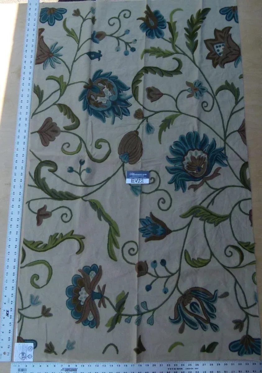 Scalamandre Pandya Cotton With Wool Embroidery - Bluejay & Taupe