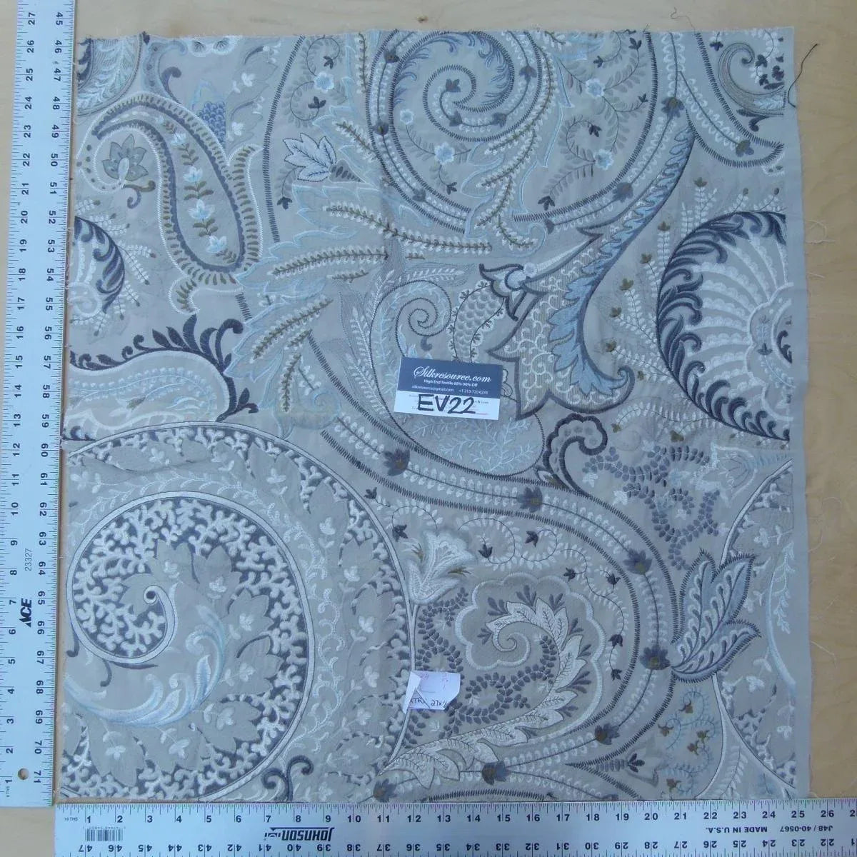 Scalamandre Special Pieces Embroidery - Gray, Blue And White