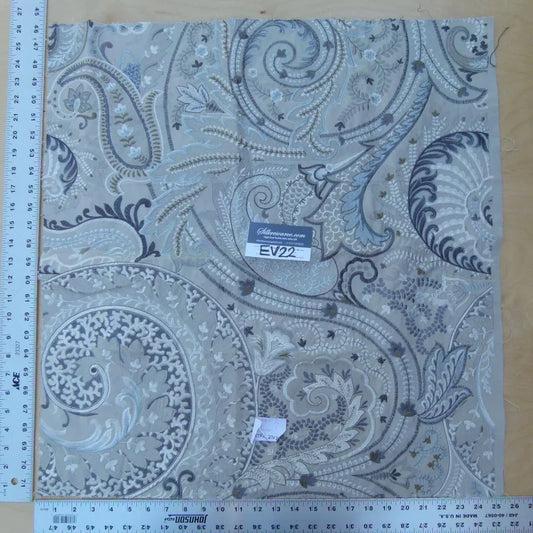 Scalamandre Special Pieces Embroidery - Gray, Blue And White
