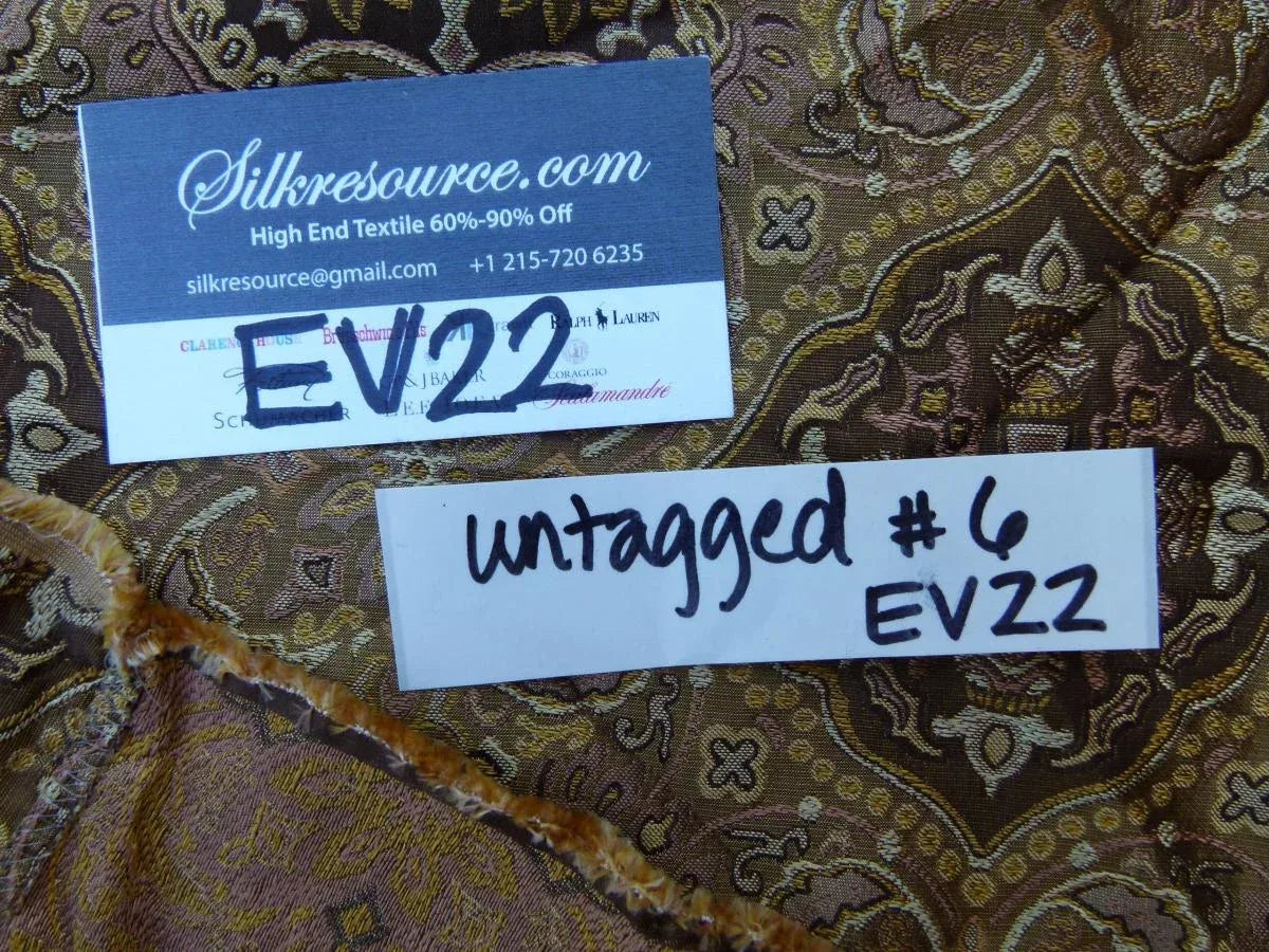 26 Ev22 Scalamandre Special Pieces 1.25y Medallion Bronze Gold Brown With Pattern 100% Silk