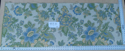 0.6 Yards Young Lampas Blue Green Tree Peony Viscose 453b