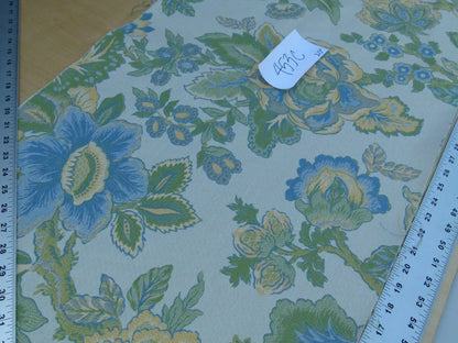 0.6 Yards Young Lampas Blue Green Tree Peony Viscose 453c
