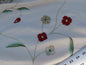 By Yd Lee Jofa Three Oaks Crewel Embroidery Red Green Flower Natural Linen Cotton Hand Made MSRP USD 296/Y
