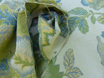 0.6 Yards Young Lampas Blue Green Tree Peony Viscose 453c