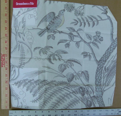 Brunschwig &amp; Fils Bird &amp; Thistle Print Grey - by the yard MSRP USD316/y